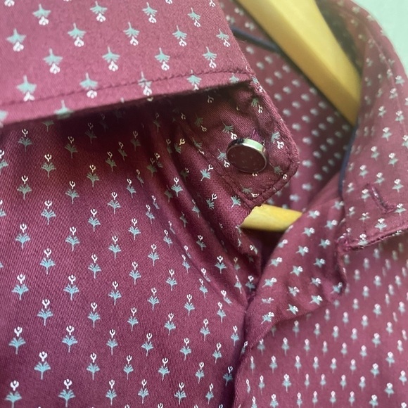 Zara Slim Fit Maroon Red Casual Button Up Down Collared Long Sleeve Shirt - Picture 7 of 8